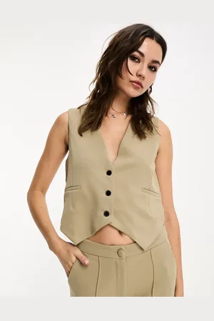 JDY Waistcoat co-ord in beige