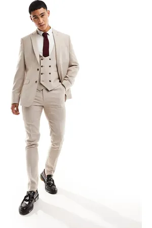 ASOS Skinny suit jacket in stone basketweave