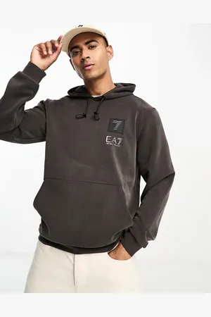 EA7 Soft touch logo hoodie in dark