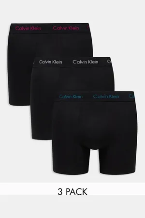 Calvin Klein Cotton stretch boxer briefs 3 pack in with coloured logo
