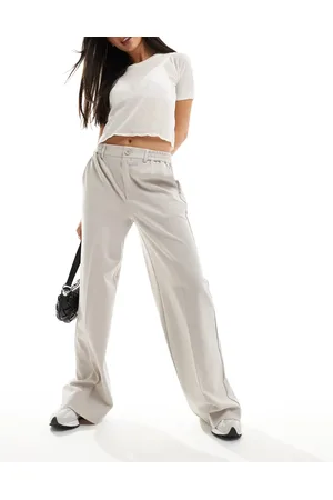 Pieces® Tailored wide leg trousers in light grey