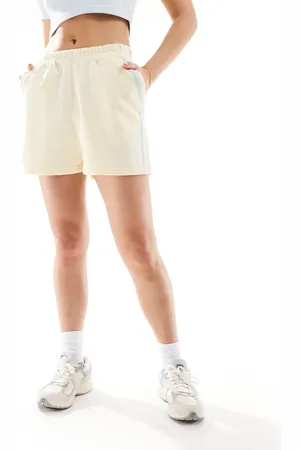 Kaiia Sweat shorts with light blue contrast stripe co-ord in lemon