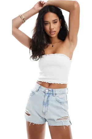 In The Style Shirred bandeau top in