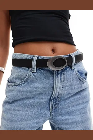 My Accessories Antique oval buckle belt in and silver