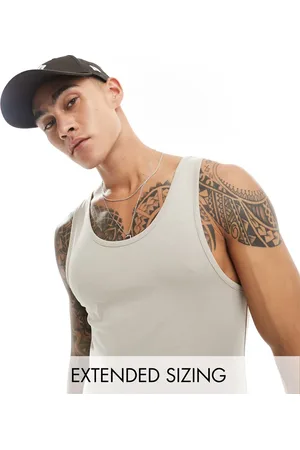 ASOS Muscle fit vest in stone