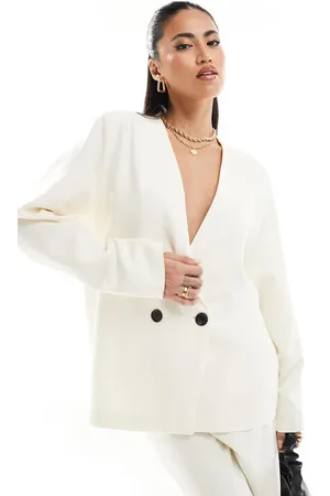Kaiia Dropped shoulder double breasted blazer co-ord in ecru