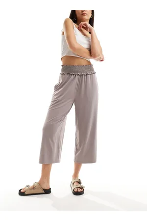 ASOS Shirred waist cropped culotte trouser in slate