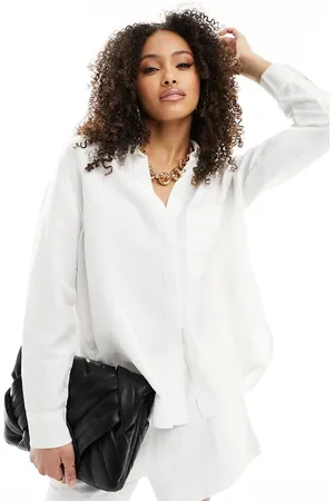 French Connection Birdie linen boyfriend shirt in off co-ord