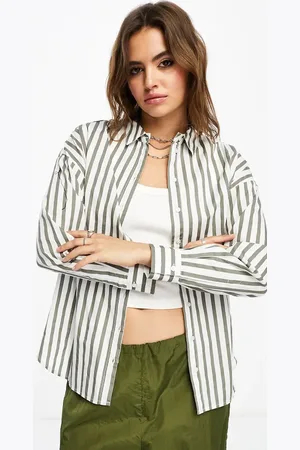 SELECTED Long sleeve shirt In and green stripe