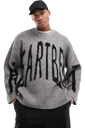 Weekday Teo oversized jumper with heartbeat graphic in shiny yarn in