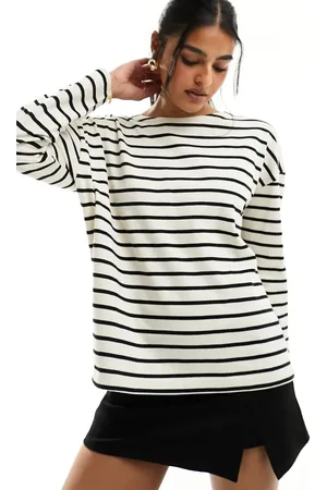 Stradivarius Oversized striped t-shirt in natural