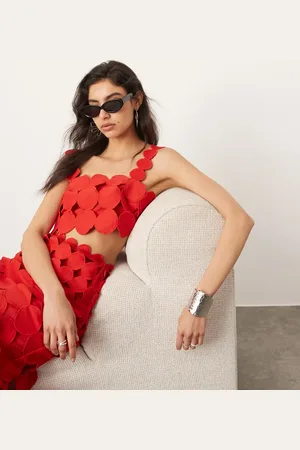 ASOS Statement circle detail crop top co-ord in red