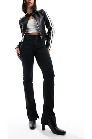 Monki Split hem fitted trousers in