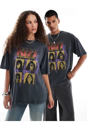 ASOS Unisex oversized license t-shirt with KISS band print in washed