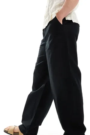 ASOS Wide linen chino trousers in