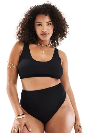 ASOS Curve Amy mix and match crinkle high leg high waist bikini bottom in