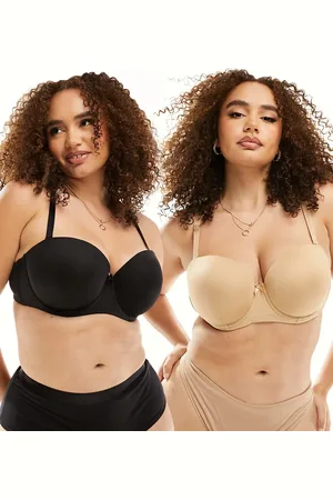 Ivory Rose Lingerie Ivory Rose Curve 2 pack strapless bra in beige and black