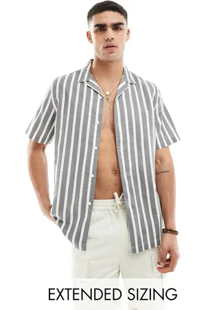 ASOS Relaxed revere stripe shirt in
