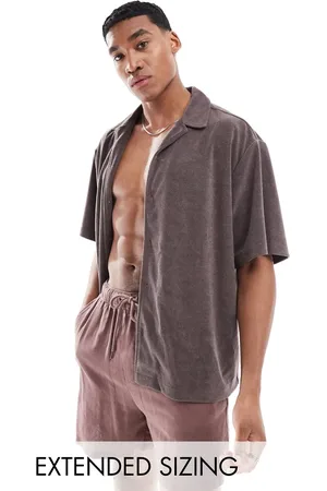ASOS Oversized revere towelling shirt in slate