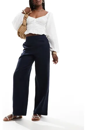 JDY High waist pull on linen look trouser in