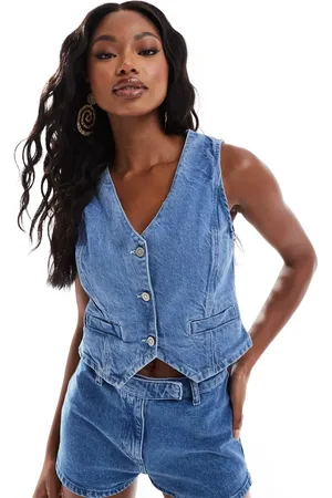 In The Style X Perrie Sian denim waistcoat in