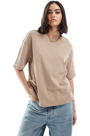 MANGO Premium boxy t-shirt in light beige
