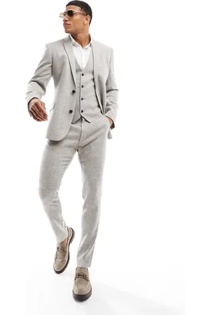 ASOS Skinny suit trouser in beige microtexture