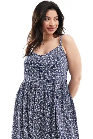 Yours Strappy cami maxi dress in mono ditsy print