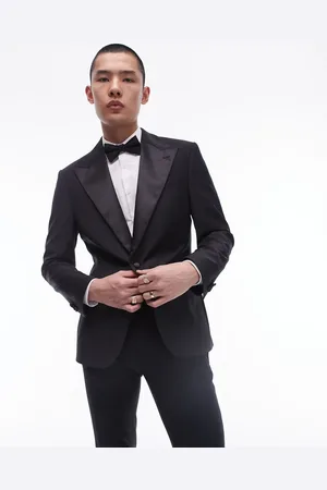 Topman Skinny premium wool rich tux jacket in