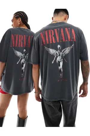 ASOS Unisex oversized license band tee in washed with Nirvana angel graphics