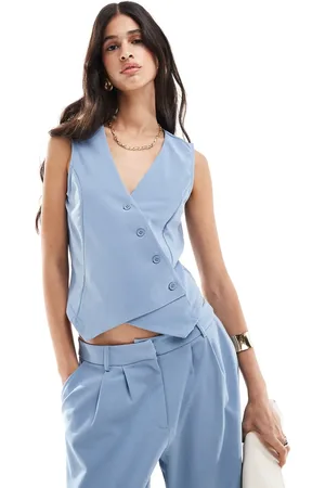 JDY Asymmetric waistcoat co-ord in denim