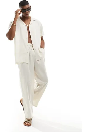 South Beach Linen blend beach trouser in sand