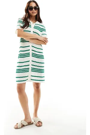 Miss Selfridge Crochet contrast polo button through knit dress