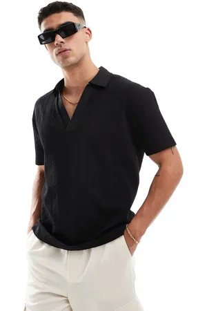 ASOS Oversized textured polo with revere neck in