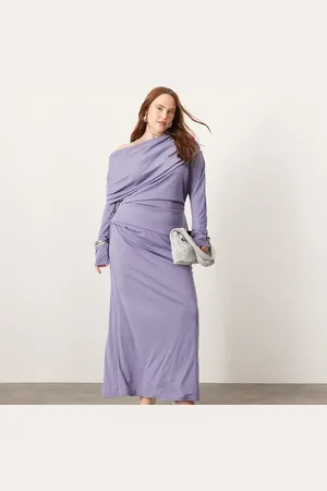 ASOS Curve jersey long sleeve slouchy maxi dress with layering detail in