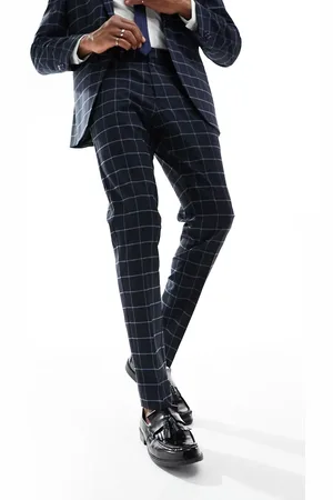 ASOS Skinny windowpane check suit trouser in