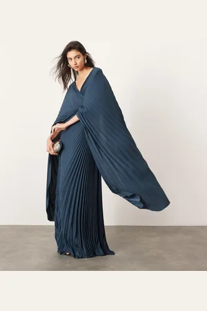 ASOS Pleat twist detail flare sleeve maxi dress in teal