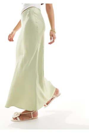 Stradivarius Satin midi skirt in washed