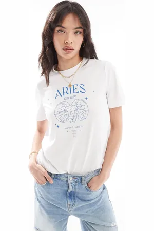 Pieces® Zodiac t-shirt with "Aries"" print in