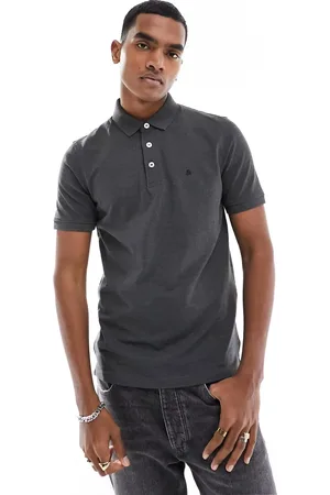 JACK & JONES Essentials slim fit pique logo polo in dark melange