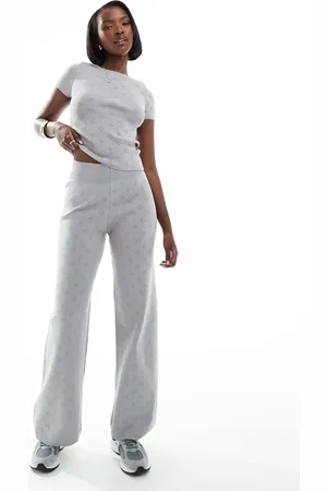 Fashionkilla Knit pointelle wide leg trouser co-ord in