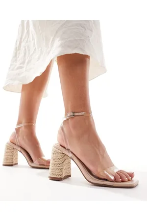 ASOS Hotel barely there raffia block heeled sandals in