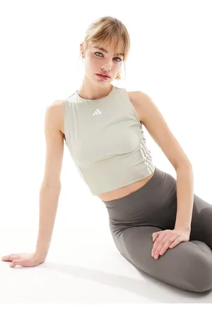 adidas Adidas Training Hyperglam tank top in beige