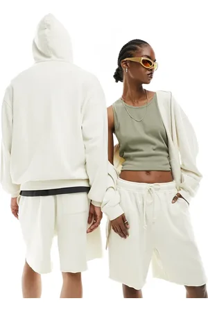 ASOS Unisex co-ord oversized zip through hoodie in washed beige