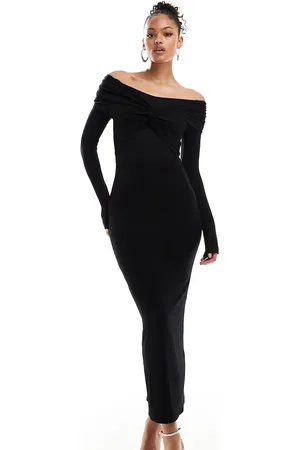 ASOS ASOS DESIGN Tall off shoulder twist midi dress with long sleeves in