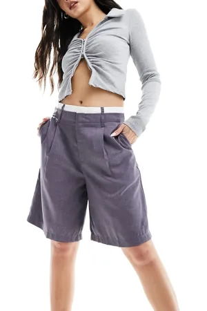 Bershka Boxer waistband longline tailored shorts co-ord in