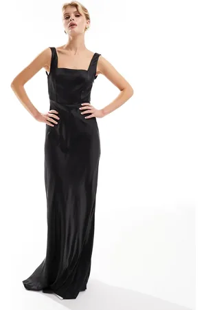 Six Stories Bridesmaid square neck satin maxi dress in