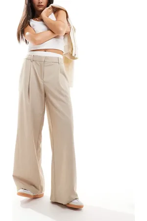 Pimkie Tailored boxer trim straight leg trousers in beige