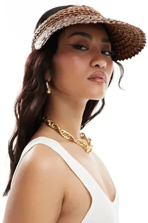My Accessories Raffia visor hat in bronze