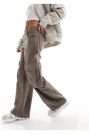 Pull&Bear Wide leg cargo trouser in washed